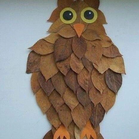 کاردستی جغد دانا با برگ — کاردستی باهوشک