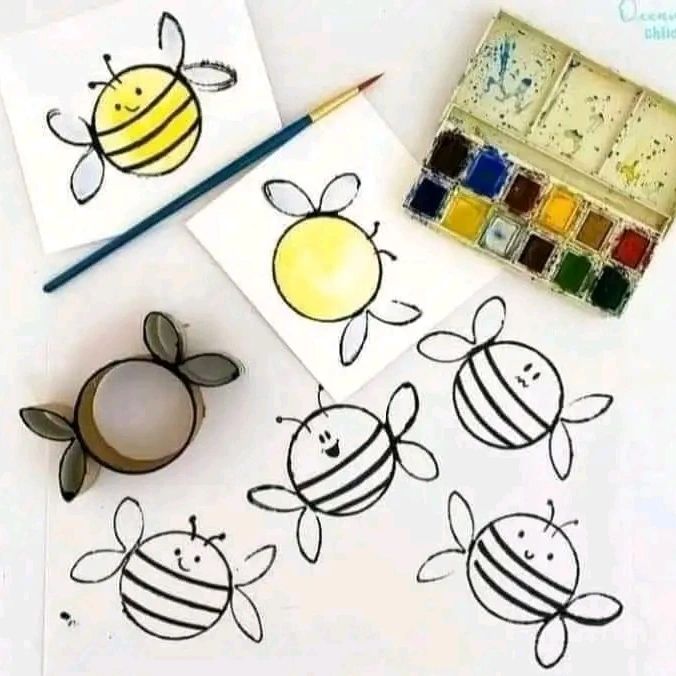 ایده ی نقاشی زنبور باآبرنگ