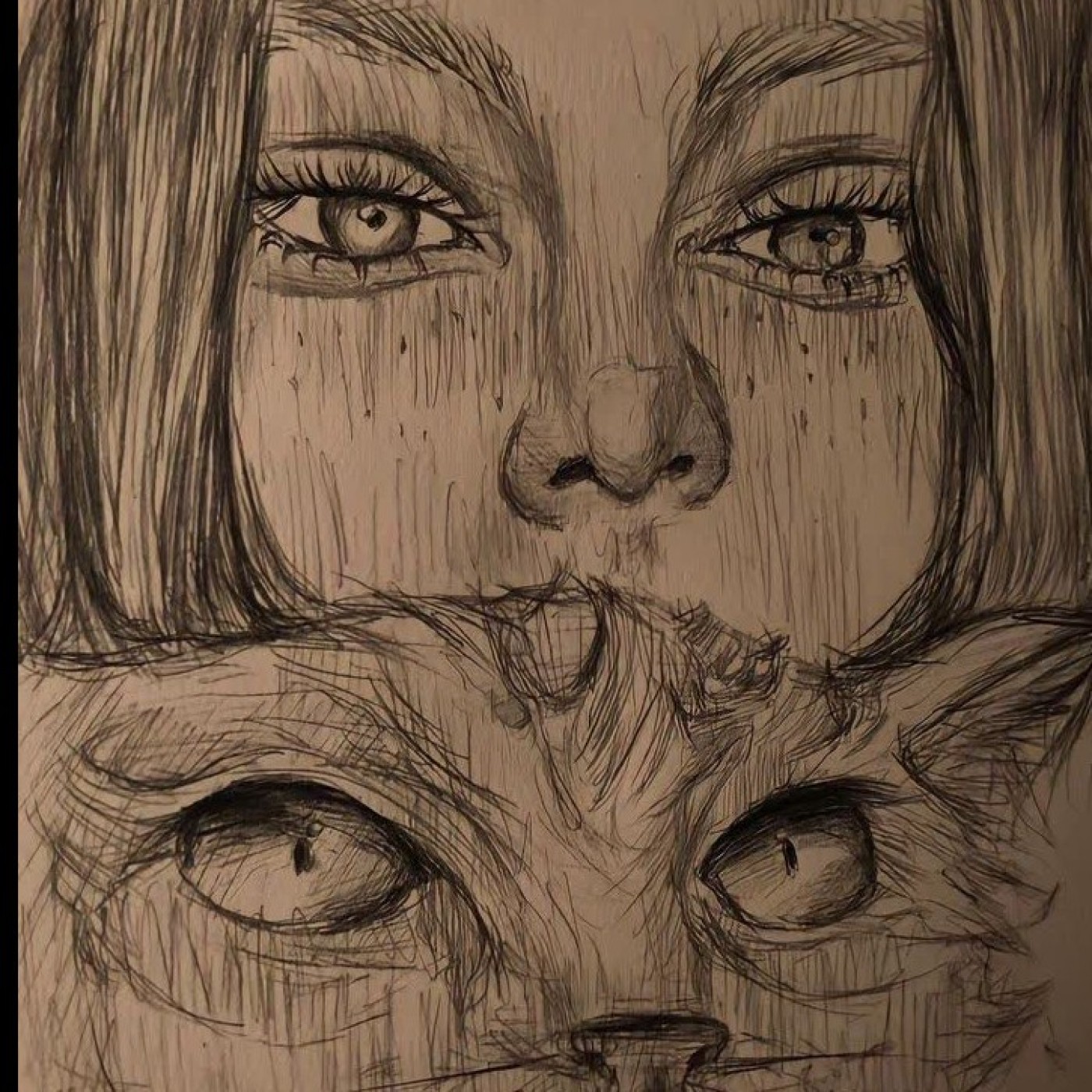 نقاشی گربه و دختر — فانتزی و جذاب باهوشک