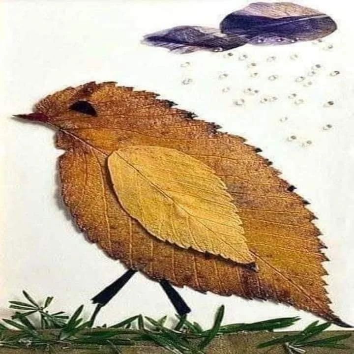 کاردستی جوجه با برگ — کاردستی باهوشک