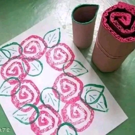 نقاشی گل به کمک دستمال توالت