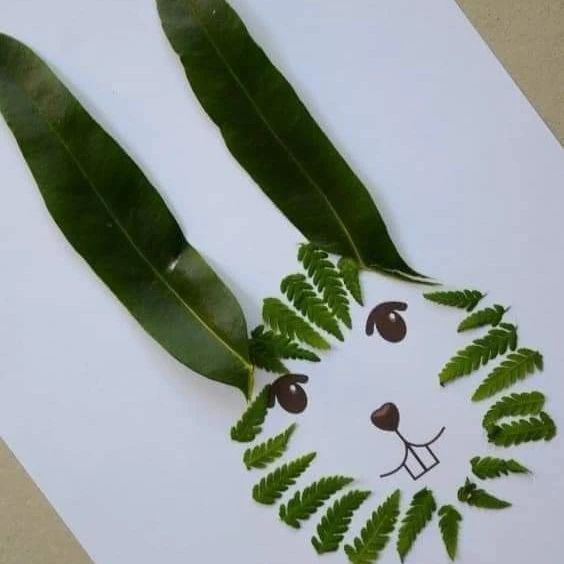 کاردستی خرگوش با برگ — کاردستی باهوشک
