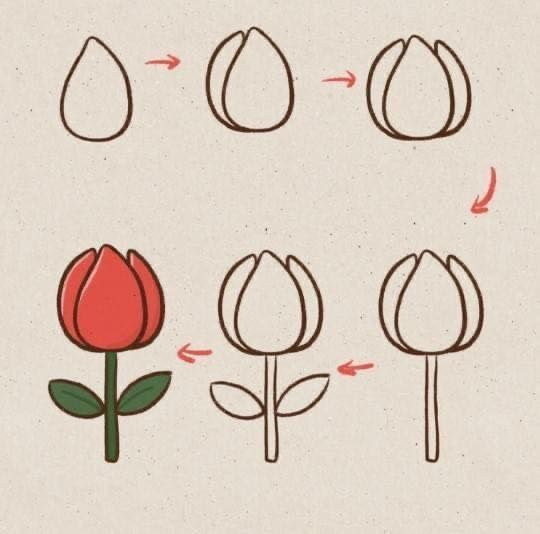 نقاشی مرحله به مرحله گل رز — نقاشی و رنگ آمیزی باهوشک