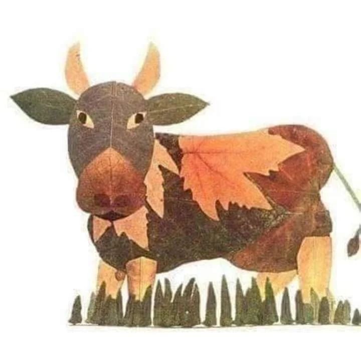 کاردستی گاو با برگ — کاردستی باهوشک