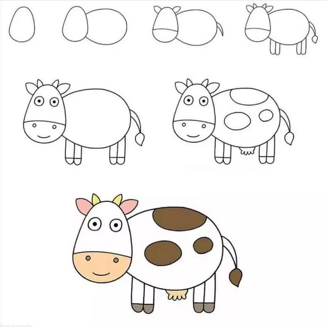 نقاشی مرحله به مرحله گاویی — پیش دبستانی باهوشک